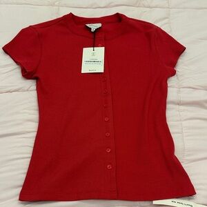 Reformation Red Button-Down Women's Shirt